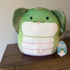 Squishmallows Khaled - Green Snake Plush with White Belly and Sparkle Ears